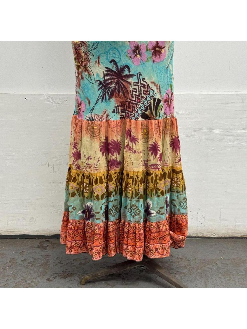 Vintage Y2K Derhy Tropical Blue Printed Maxi Dress - Picture 2 of 8